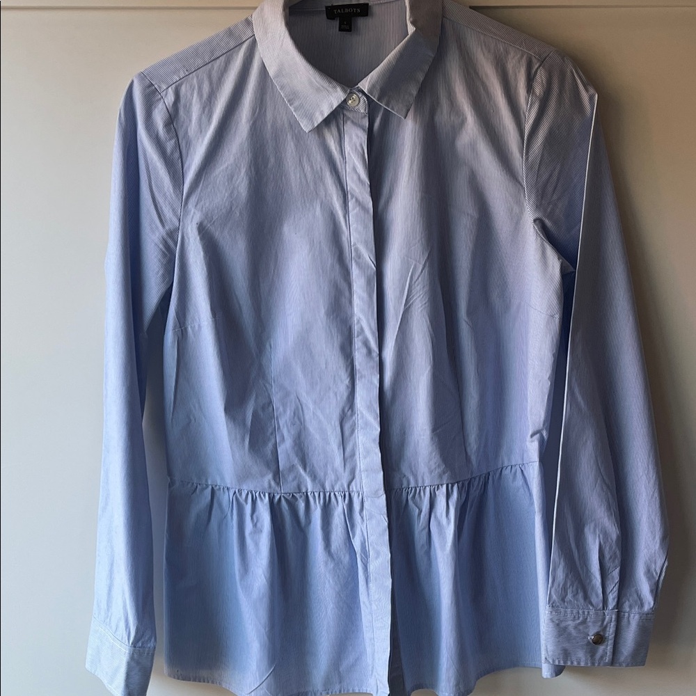Talbots Light Blue and white striped Button-Down Shirt